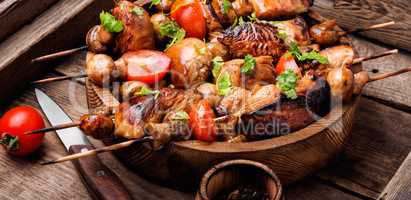 Grilled shish kebab or shashlik