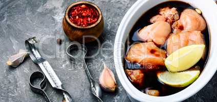 Marinated meat in soy sauce
