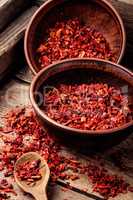 Heap of red pepper flakes