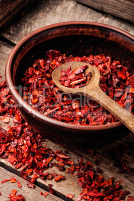 Heap of red pepper flakes