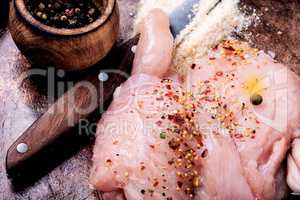 Raw chicken with spices