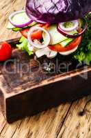 Veggie burger on wood table