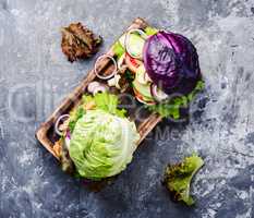 Veggie burgers with vegetables