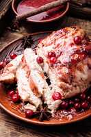 Chicken breasts with cranberry sauce