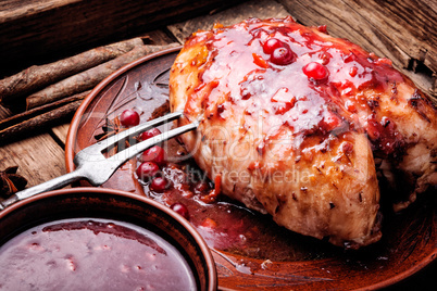 Chicken breasts with cranberry sauce