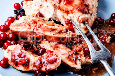 Chicken breasts with cranberry sauce