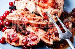 Chicken breasts with cranberry sauce