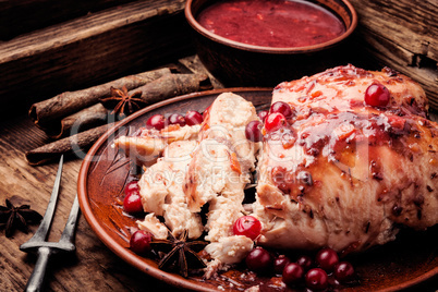 Chicken breasts with cranberry sauce