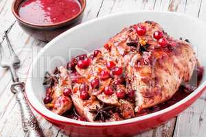 Chicken breasts with cranberry sauce