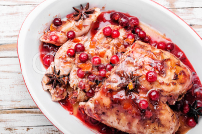 Fried chicken breast with sauce