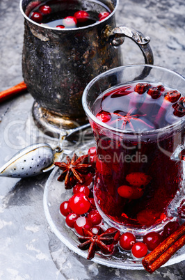 Hot tea with cranberry