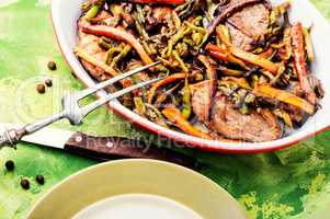 Beef steak with and grilled vegetables