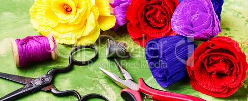 Colourful handmade paper flowers