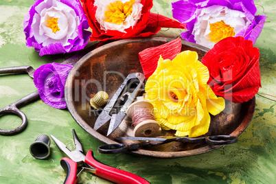 Colourful handmade paper flowers