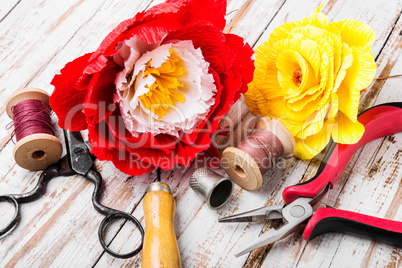 Colourful handmade paper flowers