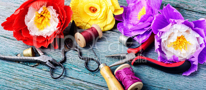 Colourful handmade paper flowers