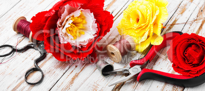 Colourful handmade paper flowers