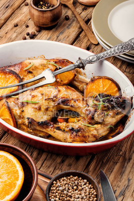 Baked chicken with orange sauce