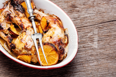 Baked chicken with orange sauce