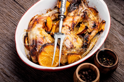 Baked chicken with orange sauce