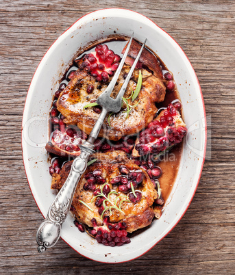 Grilled chop in pomegranate sauce