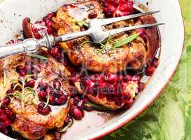 Meat steak with pomegranate