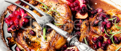 Grilled chop in pomegranate sauce