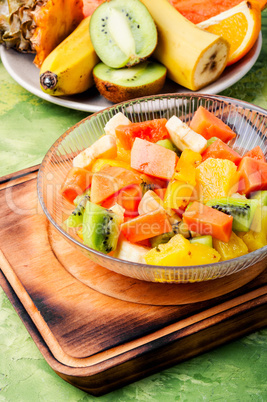 Mixed fruit salad in the bowl