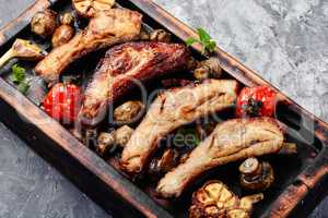 Roasted sliced barbecue pork ribs
