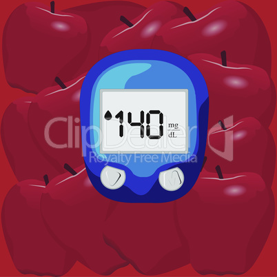 Blood test for glucose level. Vector illustration