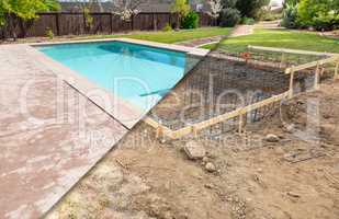 Before and After Pool Build Construction Site