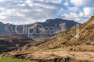 Landscape between Gheralta and Lalibela in Tigray, Northern Ethiopia, Africa