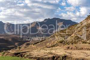 Landscape between Gheralta and Lalibela in Tigray, Northern Ethiopia, Africa