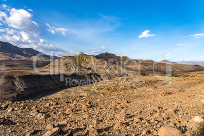 Landscape between Gheralta and Lalibela in Tigray, Northern Ethiopia, Africa