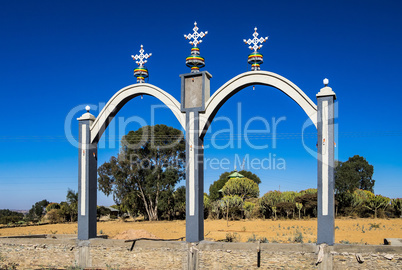 Entrance to the ethiopian orthdox christian Wukro Cherkos church, Ethiopia
