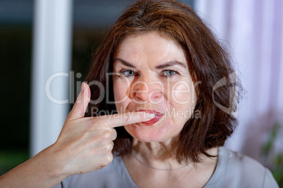 Woman sucks off fingers