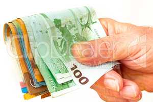 Hand with banknotes