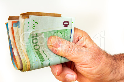 Hand with banknotes