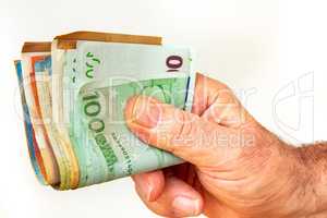 Hand with banknotes