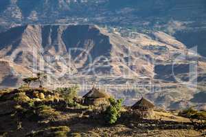 landscape in the highlands of Lalibela, Ethiopia