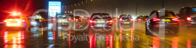 Motion Blur British Motorway Traffic and Police Panorama