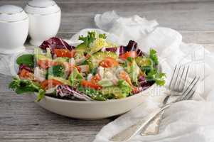 Vegetable salad with chicken