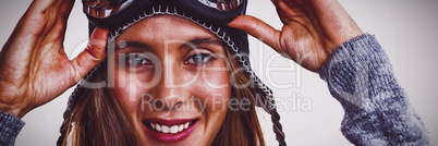 Portrait of woman with ski goggles