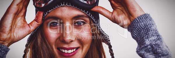 Portrait of woman with ski goggles