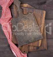 old wooden kitchen chopping boards and a red towel