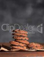 stack of round chocolate chip cookies