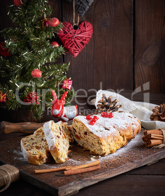 Stollen a traditional European cake with nuts and candied fruit