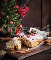 Stollen a traditional European cake with nuts and candied fruit