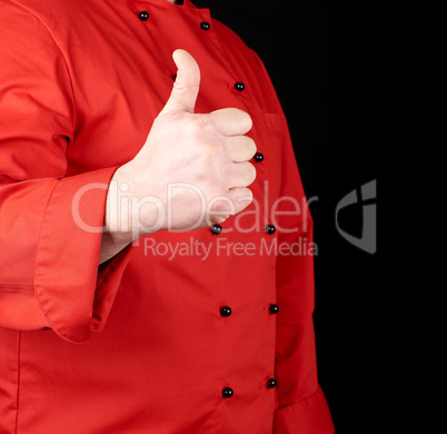 cook in red shows gesture like