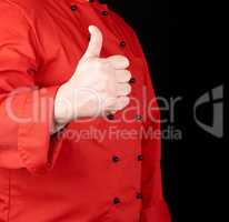 cook in red shows gesture like